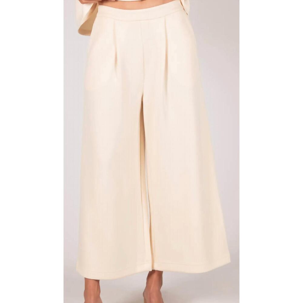 NEW COLLECTIVE modal wide leg culotte pants in eggshell